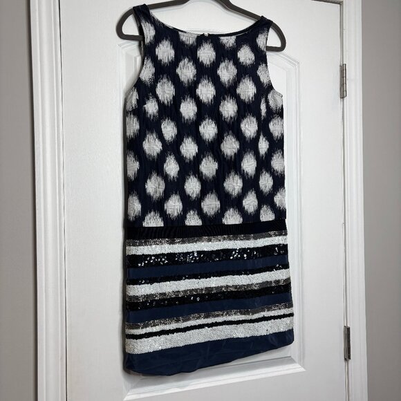 Sachin + Babi For Ankasa Blue/White Sequin Sheath Dress Size 4 - Picture 1 of 7